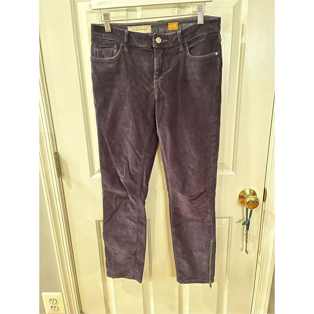 Pilcro by Anthropologie Black Corduroy Ankle Zip Pants sz 28 EUC